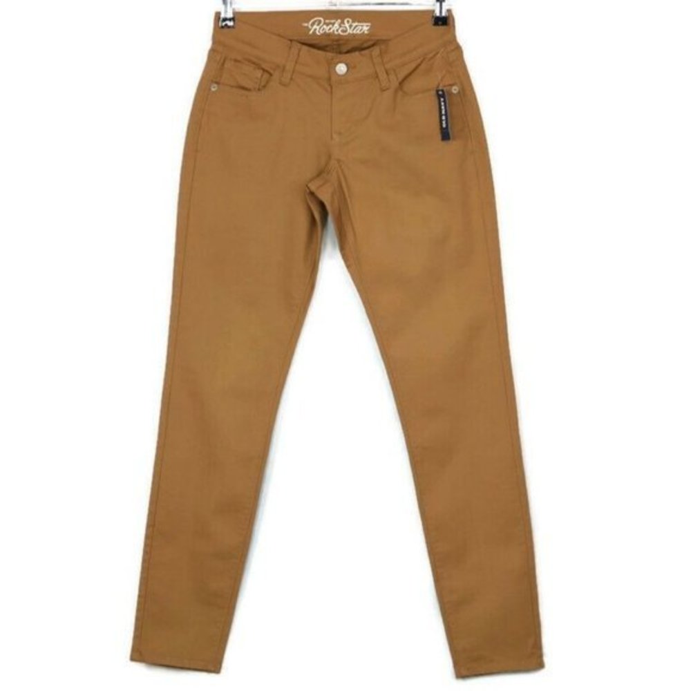Old Navy Rockstar Skinny Jeans Pants Creme Caramel Brown Stretch 2 x 30‎